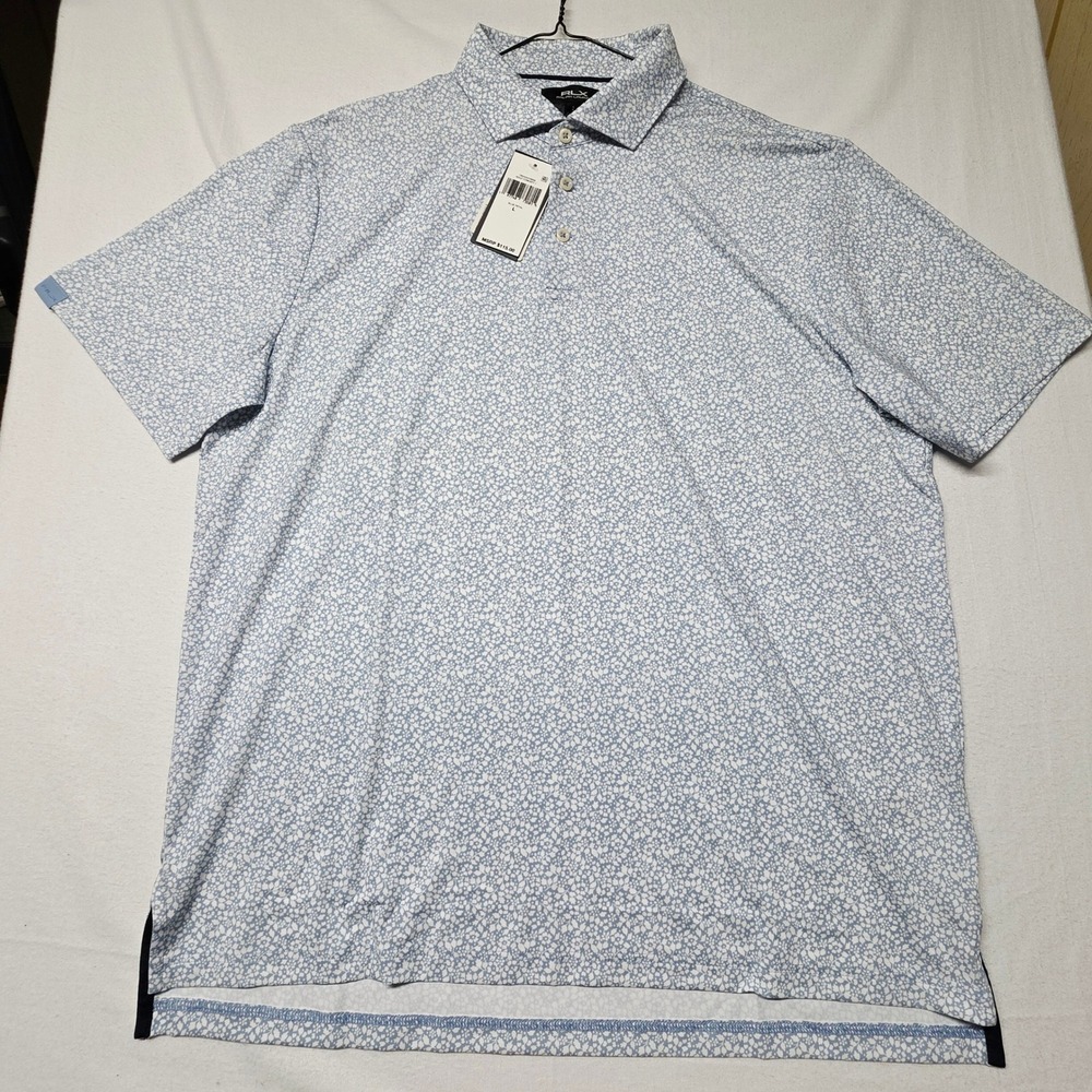 RLX Ralph Lauren Polo Shirt Men's L Blue Petal Floral Golf Concept 1 NWT - Picture 2 of 12